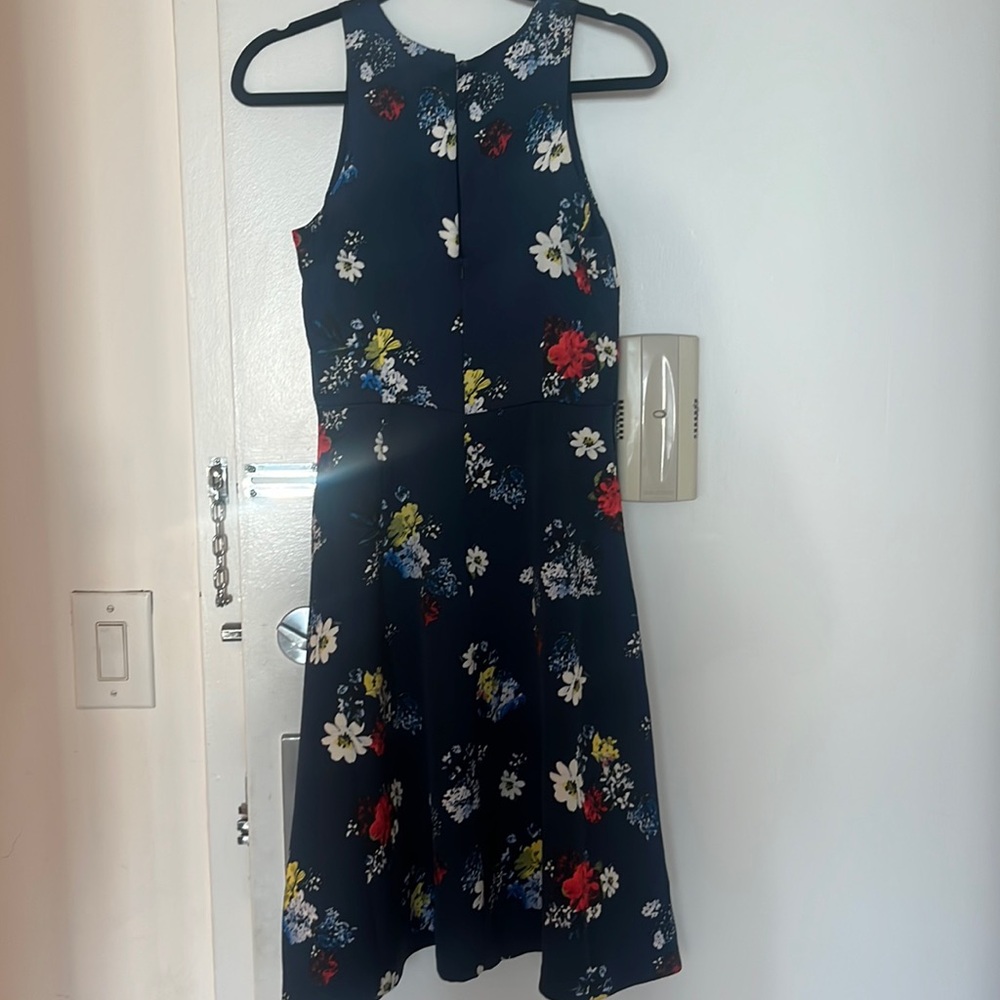 Beautiful blue formal dress with red flowers